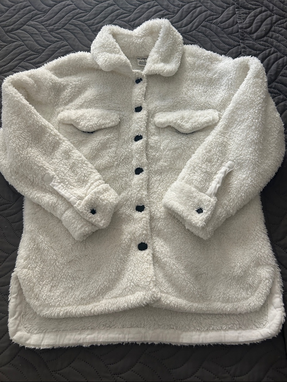 Hurley Sparkly Ivory Teddy Sherpa Button Jacket